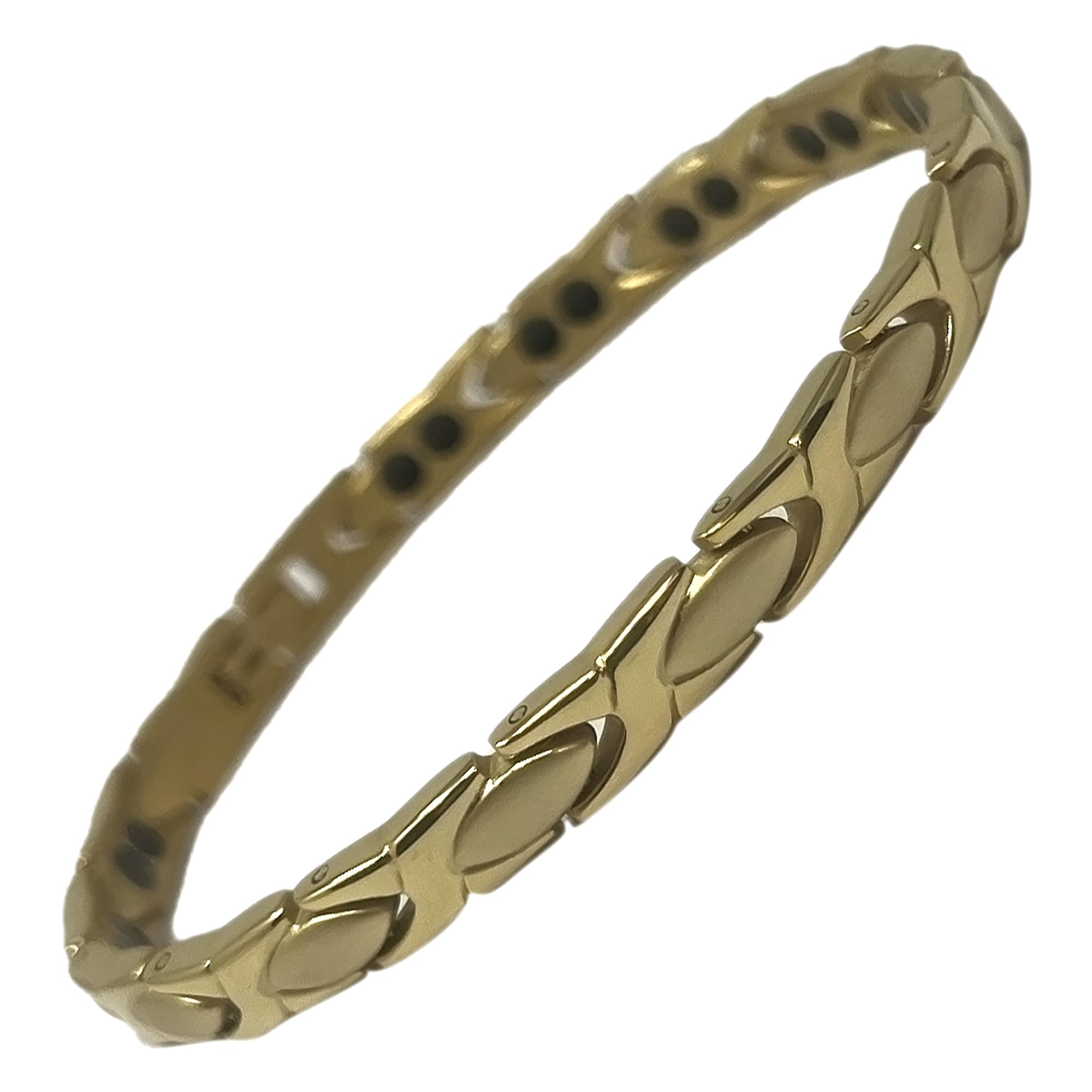 MnB Magnetics Pure Titanium Hugs & Kisses Magnetic Bracelet in Gold, Silver & Rose Gold Colourways with Extra Strong Magnets (Gold)