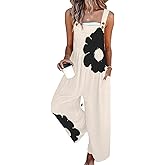 QXE Women's Jumpsuits 2026 Summer Floral Overalls One Piece Outfits Sleeveless Wide Leg Pants Rompers with Pockets