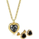 LEAFLINE HUB Heart Necklace and Earrings Set - Gold Plated Stainless Steel Zircon Jewelry Set with Gift Box - Elegant Women’s Jewelry for Birthday, Valentine’s, Christmas, Parties, and Daily Wear