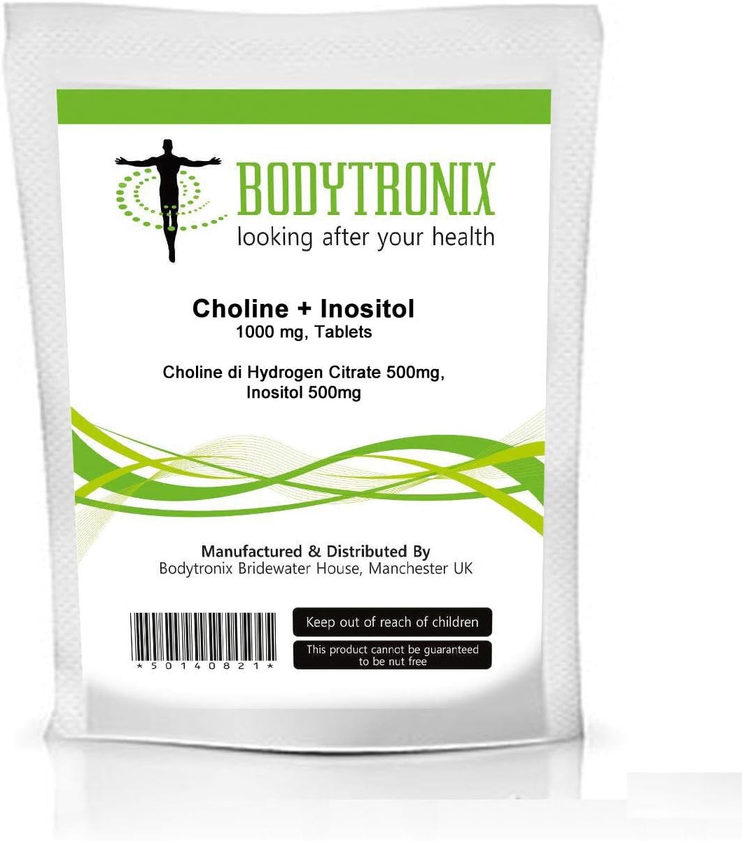 Choline & Inositol 1000mg Tablets Supplement for Brain Health Mood Bodygenix UK (30)