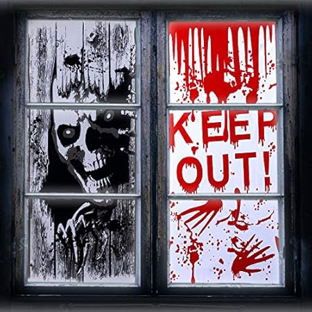 Amazon skuu ハロウィン 巨大な血まみれの窓ポスター お化け屋敷ドアカバー 壁ポスター 血まみれ手プリント ウィンドウステッカー パーティー装飾用品 46 5x22 8インチ 2枚パック ウォールステッカー オンライン通販