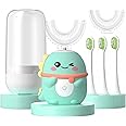 JIANLEJIA Kids Electric Toothbrush U Shaped Toddler Auto Sonic Toothbrushes with 5 Brush Head,Cartoon Dinosaur Ultrasonic Toothbrushes for Children 2-12 Years,360° Full Mouth Cleaning Automatic