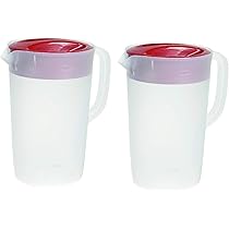 Rubbermaid 2-Piece Pitcher Set - 1-Gallon With 3-Position Pour Spout Lid, BPA-Free, Clear/Red