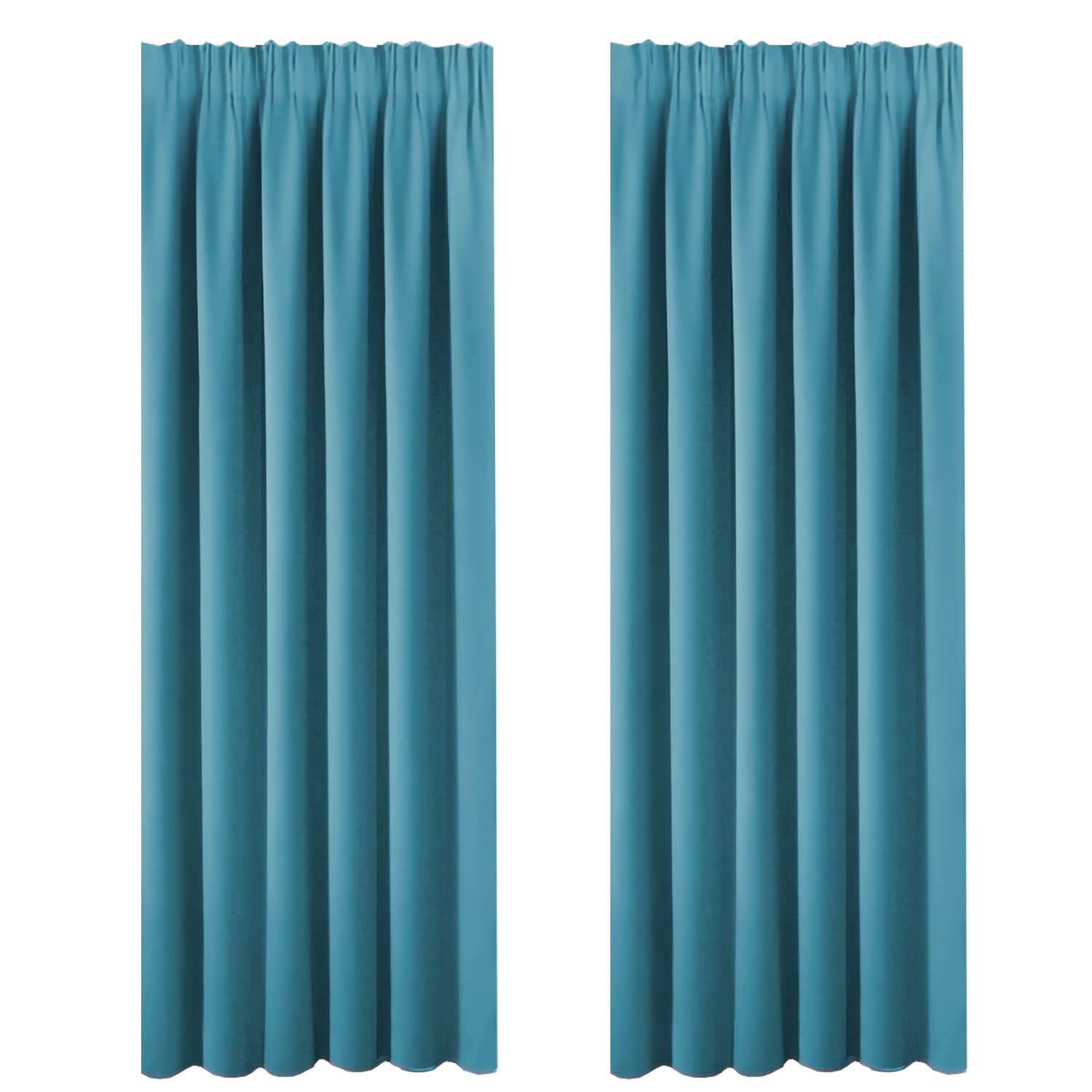 BellaHills Blackout Curtains Thermal Insulated Curtain Drapes Pencil Pleat Top for Energy Saving Extra Long Window Dressing for Living Room, Set of 2， 90 x 90 inch, Turquoise Blue