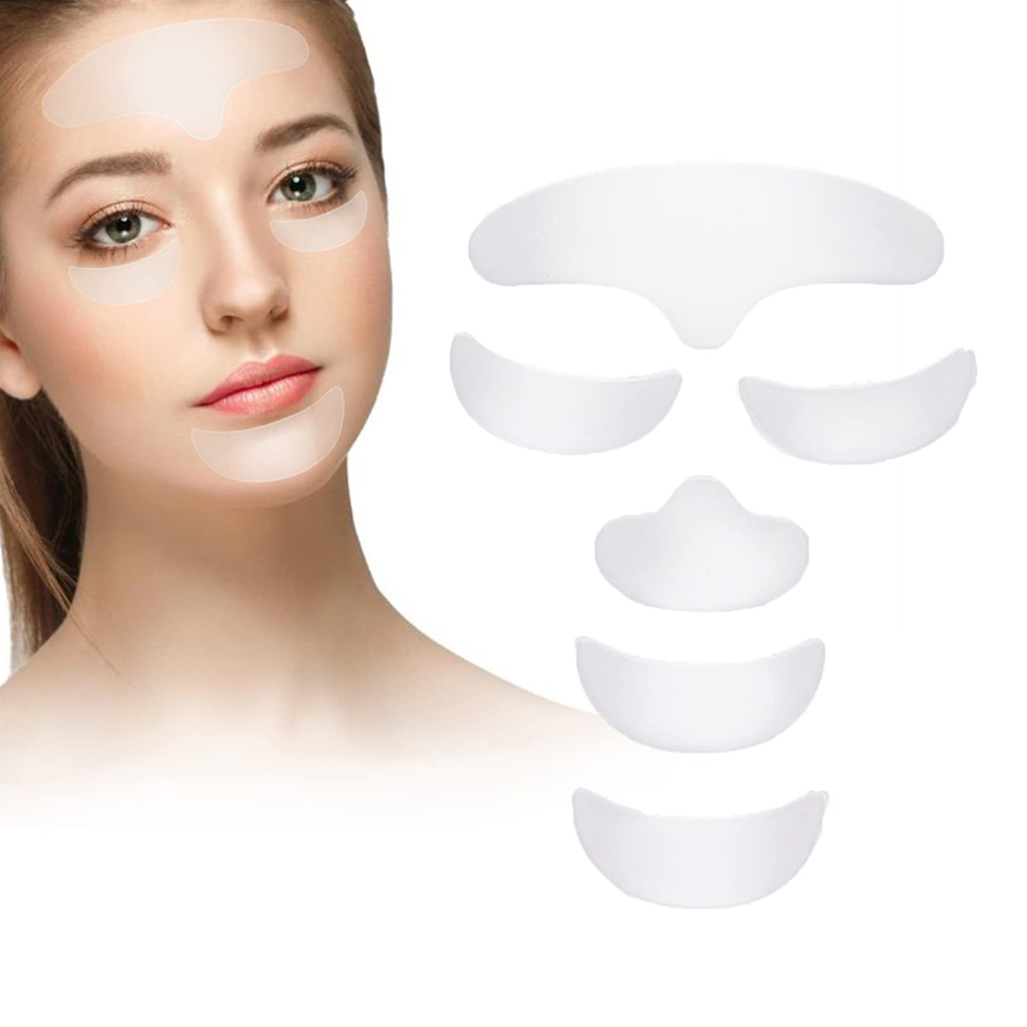 Socobeta 6Pcs Anti Wrinkle Silicone Patch Pad, Reusable Skin Lifting Forehead Eye Chin Face Patch Christmas Valentine's Day Gift