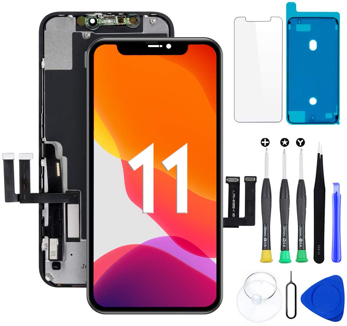 Hoonyer for iPhone 11 LCD Screen Replacement Complete Touch Screen Digitizer Assembly with Repair Kit Model A2111, A2221, A2223