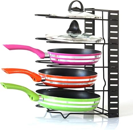 Amazon Lulaa キッチン収納ラック ５段 鍋置きラック ポットラック フライパンスタンド 鉄製 フライパン 鍋 まな板 調理器具 キッチンツールスタンド オンライン通販