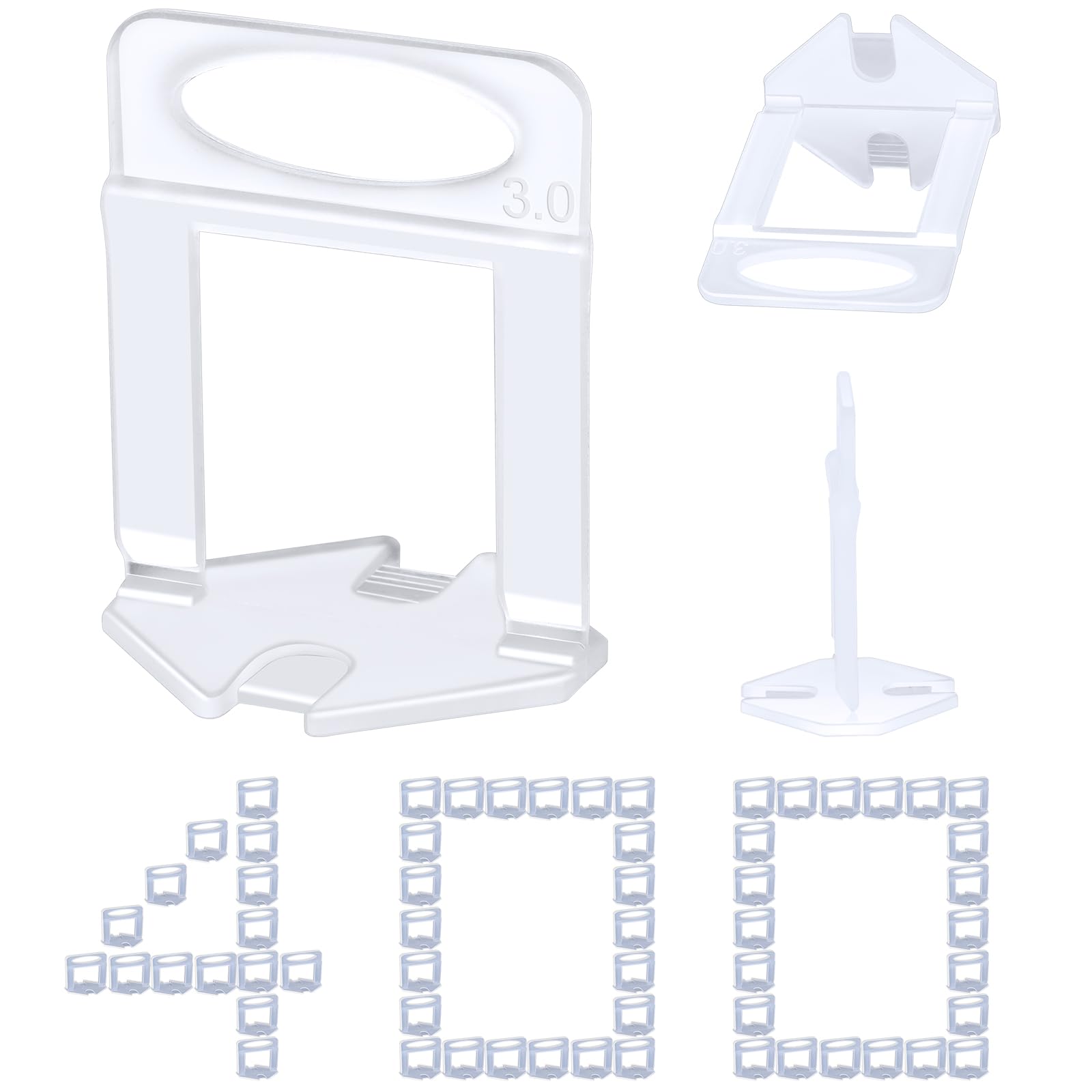 Satisby 3mm Tile Leveling Spacers 400PCS，Heighten Tile Levelling Clips for Tiles with a Thickness of 15-23mm