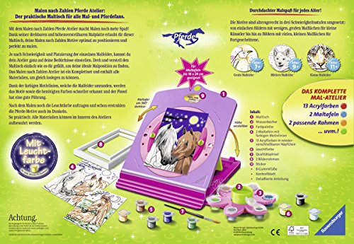 Ravensburger 28507 Malen nach Zahlen Atelier Pferde - für Kinder ab 7 Jahren, Malset mit Rahmen, Pinsel, Maltafeln… – Bild 3