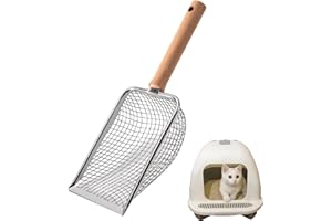 MITUMOMO Cat Litter Scoop, 5MM Pore Size Metal Cat Shovel, Metal Litter Scooper, Kitty Metal Scooper, Non-Stick Durable Cat L