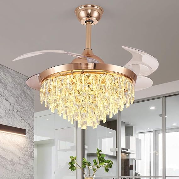 Amazon.com: Luxury Ceiling Fans with Lights, Crystal chandelier Fan 3