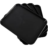 Buyitt Plastic Cafeteria/Fast Food Tray, BPA Free, 17" Length x 13" Width, Black, Set of 4