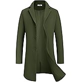COOFANDY Mens Wool Blend Coat Winter Trench Coats Notched Lapel Collar Single Breasted Overcoat Classic Peacoat With Pockets
