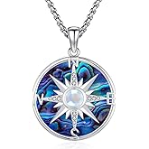 Eusense Compass Necklace for Women Men Sterling Silver 925 Compass Pendant Compass Jewelry Womens Mens Gifts for Her Him Birthday Graduation Anniversary Valentines Female Male