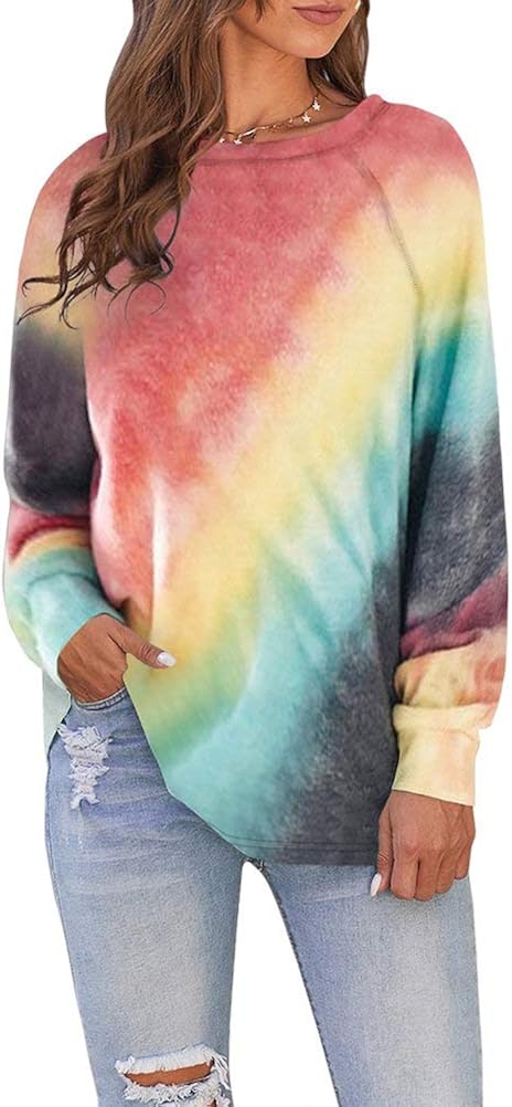 PINUPART Women's Color Block Long Sleeve Sweatshirt Cotton Jersey Tunic Tops