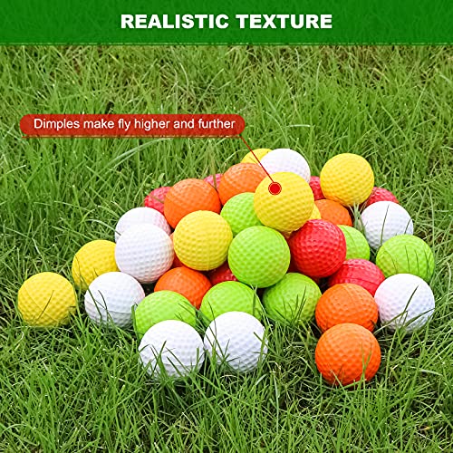 40 Pack Foam Golf Practice Balls - Realistic Feel and Limited Flight Training Balls for Indoor or Outdoor (5 Color, 8 Pack of Each Color)