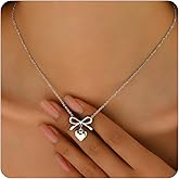 Dabovos Gold Necklace for Women 18K Gold Plated Bow Necklace Cute Small Bow Pendant Necklace Dainty Bow Pearl Necklace Trendy Bow Jewelry Gift