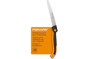 Fiskars Hand Saw, Folding Saw with Dual Position Locking Saw Blade for Overhand Cuts and Under Cuts and Power Tooth Blade with Triple Ground Teeth, Soft Grip 10-Inch Pruning Saw