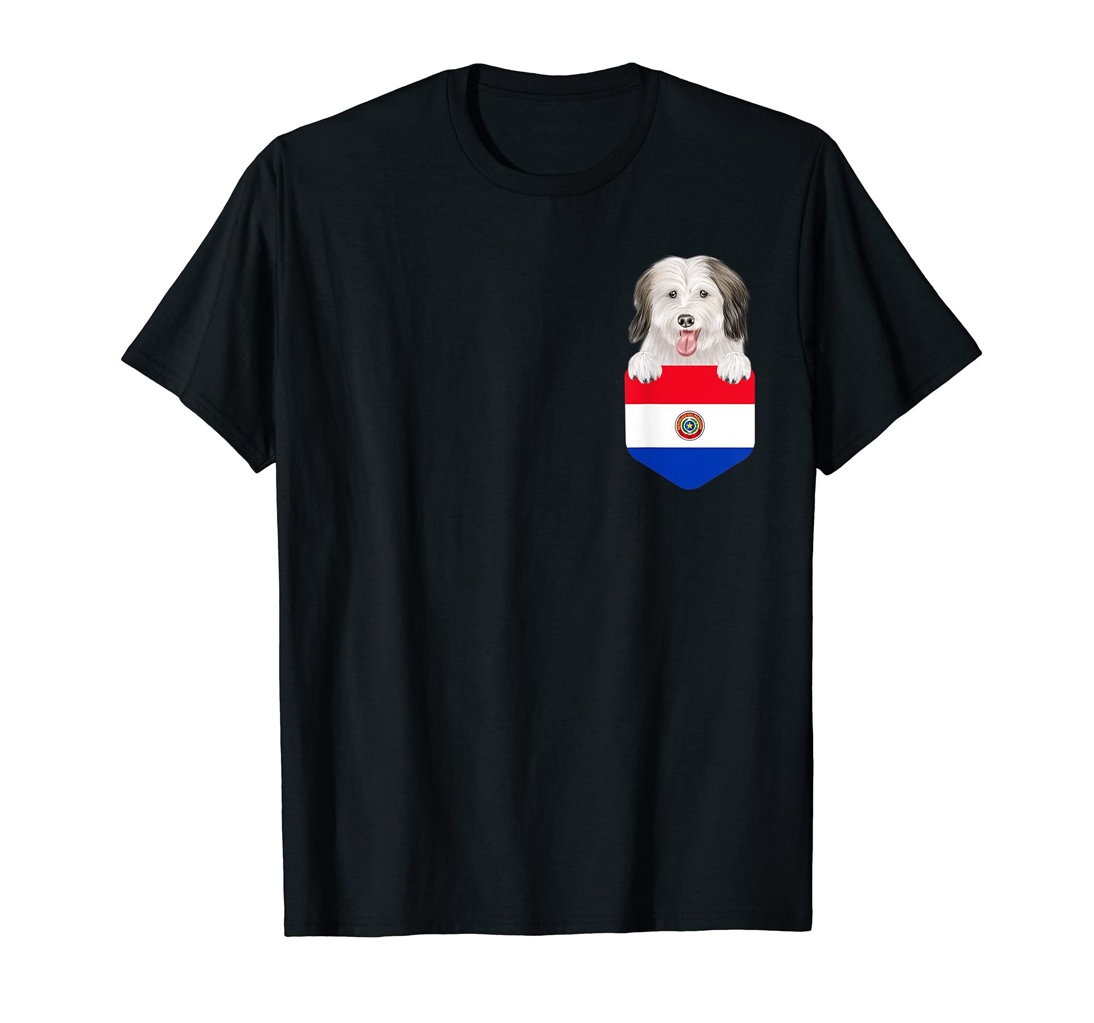 Paraguay Flag Coton de Tulear Dog In Pocket T-Shirt