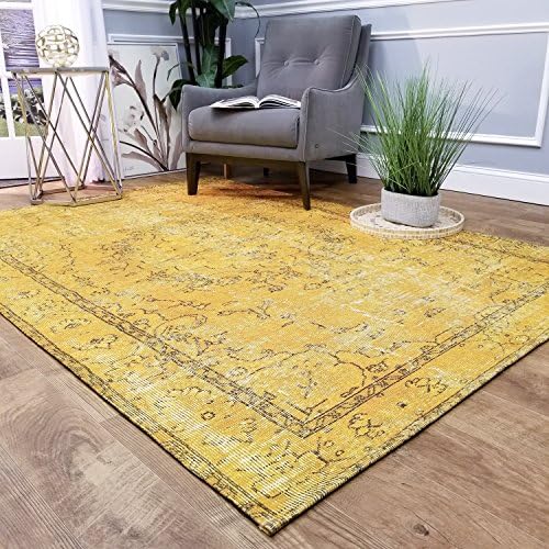 Maxy Home Valencia Premium 7x10 (6’7" x 7’7”) Shed Free Easy Care Stain Fade Resistant Contemporary Gold Vintage Bohemian Traditional Bedroom, Living room, Kitchen Large Area Rug