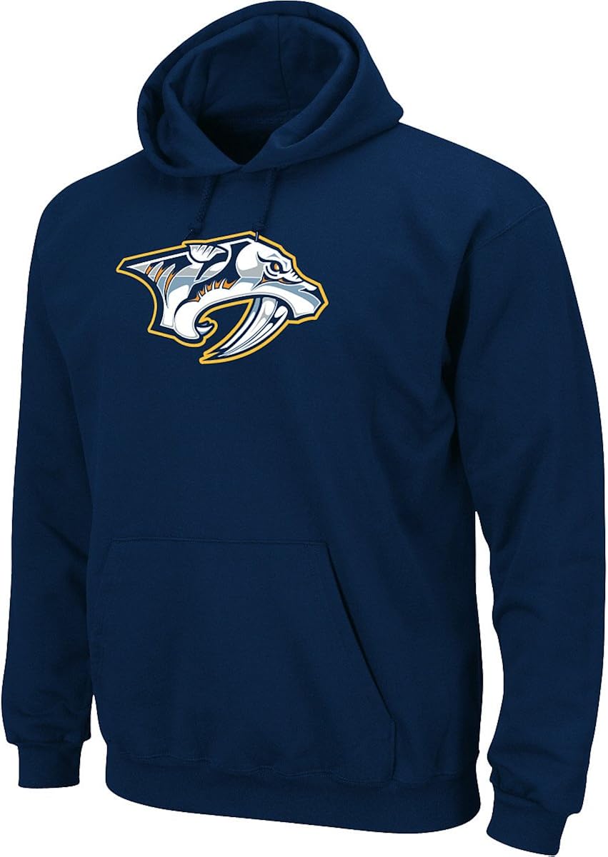 Majestic NHL Men's Nashville Predators Heat Seal Long Sleeve Hooded Fleece Pullover, Athletic 
