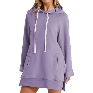 Nantdog Sweatshirt Dress For Women Oversized Travel Warm Plain Casual Sweatshirts 2026 Fall Crewn Neck Plain Trendy Hoodies