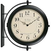 BESTIME 66264B 16-Inch Double Sided Metal Wall Clock with Black Frame.Sturdy Frame,Easy Read,Garden,Home D&eacute;cor,Indoor,Outdoor,Farmhouse,Yard,Station,Office,Photography Props.