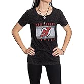 Calhoun NHL Womens Acid Wash Round Neck Block Logo T-Shirt
