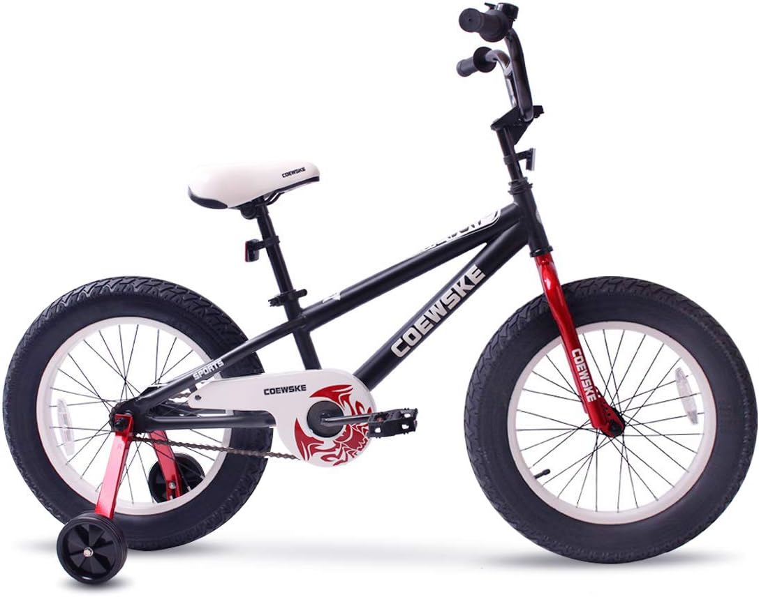 FOUJOY Kids Bike Fat Tire Bike Sporty Bicycle 18 Inch for 5-10 Years Old Chidlren Without Hand Brake