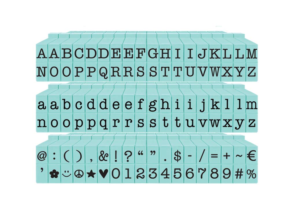 Contact USA Small 108 Piece American Typewriter PEGZ® Bundle Planner Stamps Rectangular Rubber Pool Blue 3/16" 2 Lines
