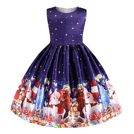 Buy Tsyllyp Girls Christmas Party Dress Toddler Purple Galaxy Santa
