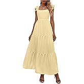 Floerns Women's Summer Long Dress Ruffle Sleeve Tiered Hem Beach Vacation Flowy Dresses