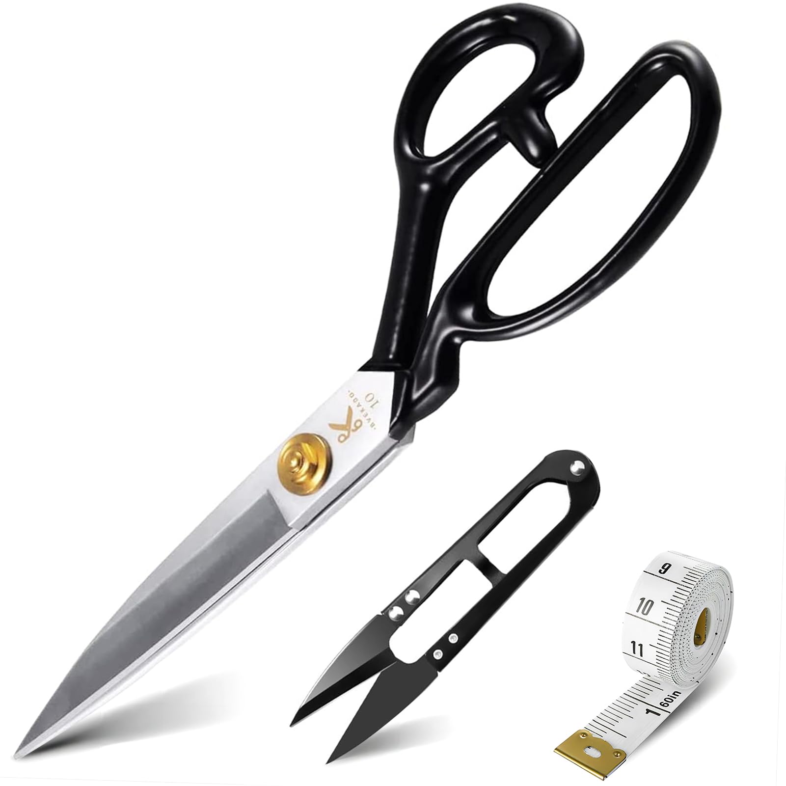 Left-Handed Fabric Scissors - 10.5 Inch(26.8CM) Electroplated Finishing High Carbon Steel Scissors Tailor's Dressmaker Shears for Cutting Fabric, Clothes, Leather, Raw Materials (White)