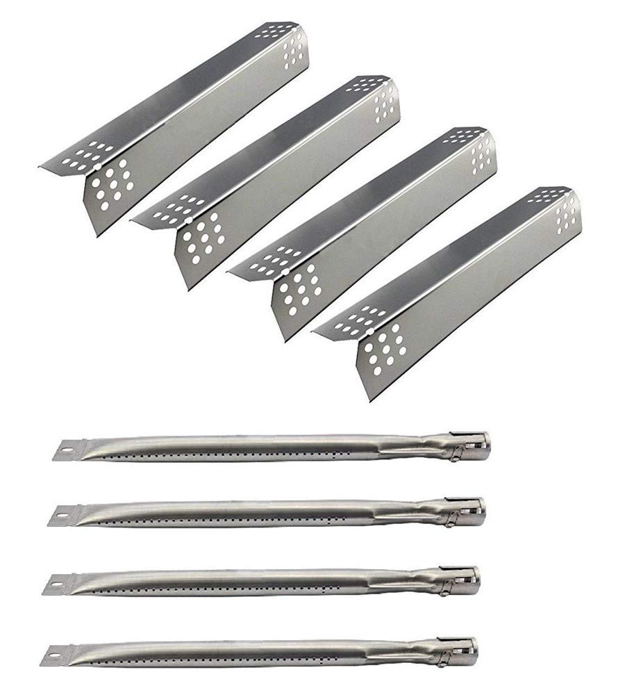 Hongso Sunbeam Nexgrill Grill Master 720-0697 Grill Replacement KIT Burners, Stainless Steel Heat Plates, 4-Pack (SPG371-SBD251-4)