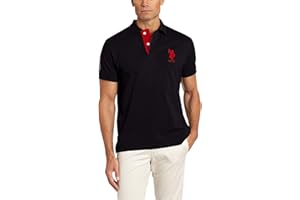 U.S. Polo Assn. Men's Short-Sleeve Polo Shirt with Applique, Casual Summer Slim Fit Polo Shirt with Contrast Color