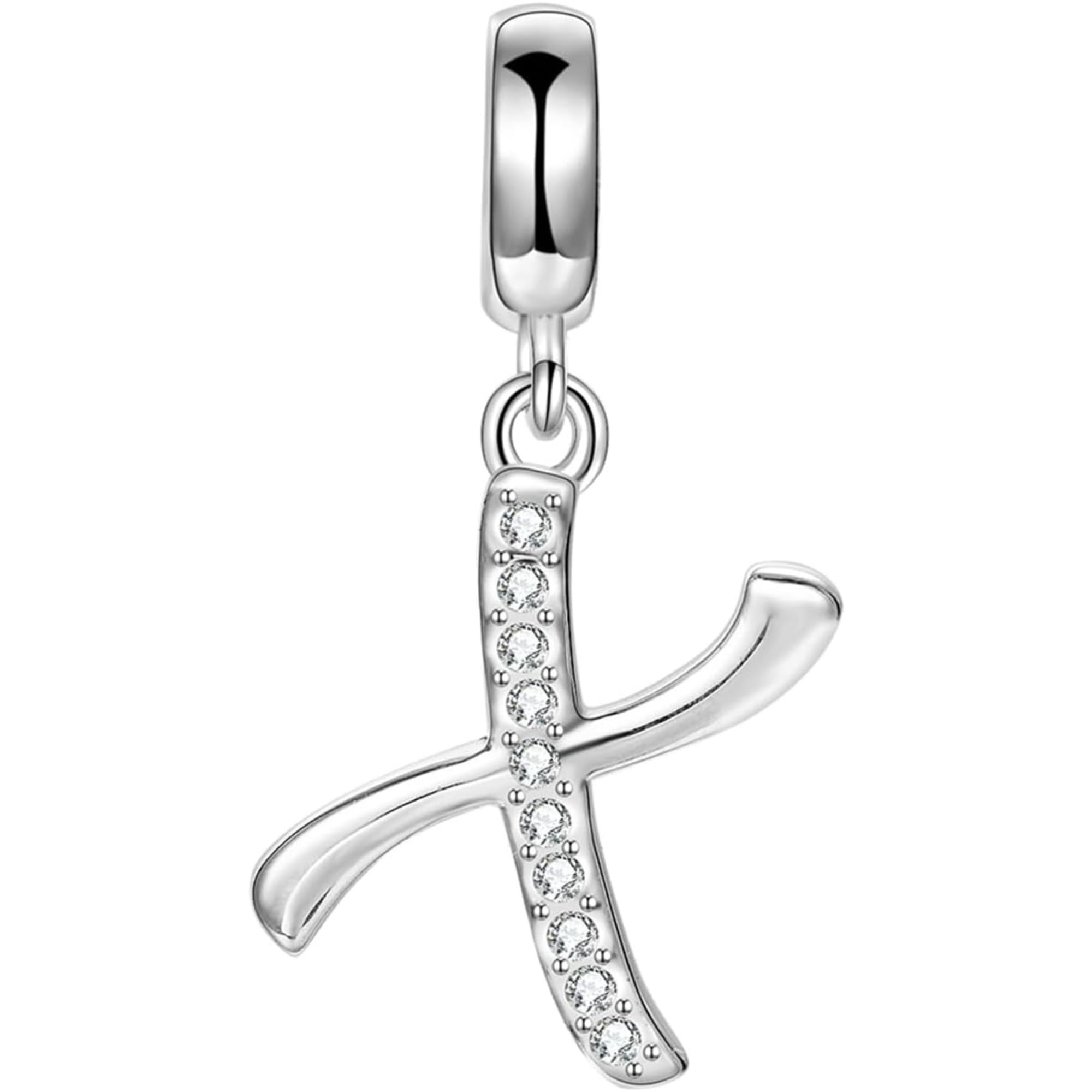 Jewellbox Sterling Silver 925 Letter X Initial Dangle Pendant Charm for Bracelets and Necklaces