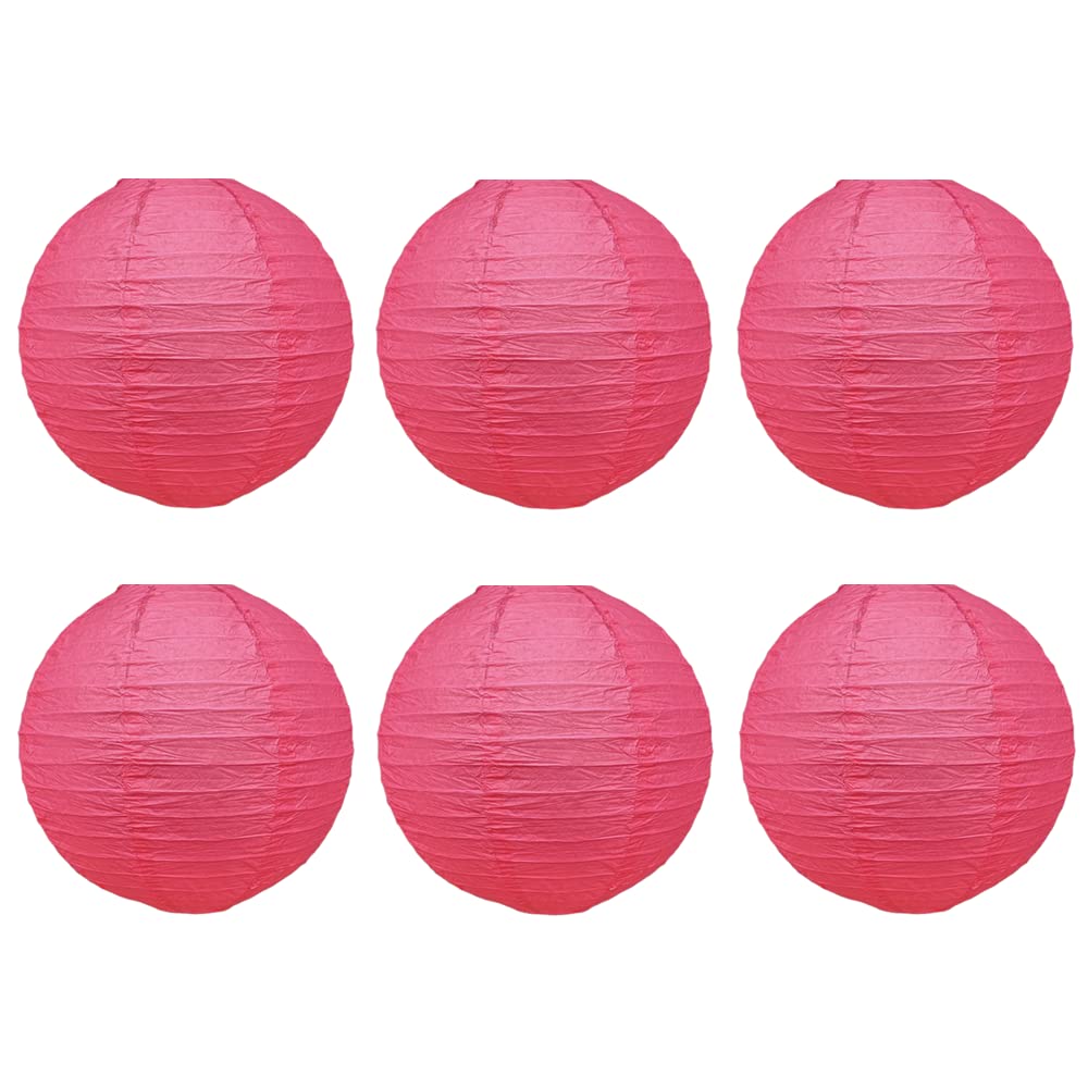 6 X 30cm Paper Lantern 12" Inch Lampshade Party Birthday Baby Shower Wedding Celebration Decoration (x6 Fuchsia)