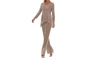 3 Pieces Mother of the Bride Pantsuits for Wedding Petite Lace Women Dressy Suit Sets Wedding Formal Outfits