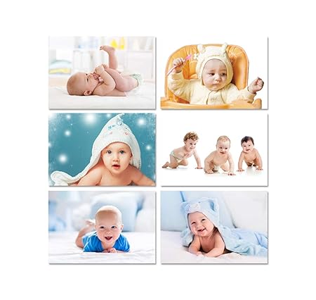 PAPER PLANE DESIGN Born Baby Girl/Boy Cute Matt Finish Large Posters with Big Size for Pregnant Women Wall (12 x 18 Inch, Multicolour) -Set of 6 Photo