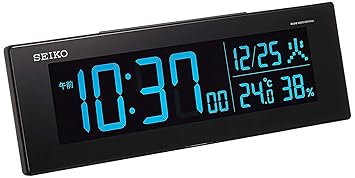 【クリックで詳細表示】セイコークロック 置き時計 01：黒 本体サイズ：7.3＆times；22.2＆times；4.4cm 電波 デジタル 交流式 カラー液晶 シリーズC3 値札なし BC406K