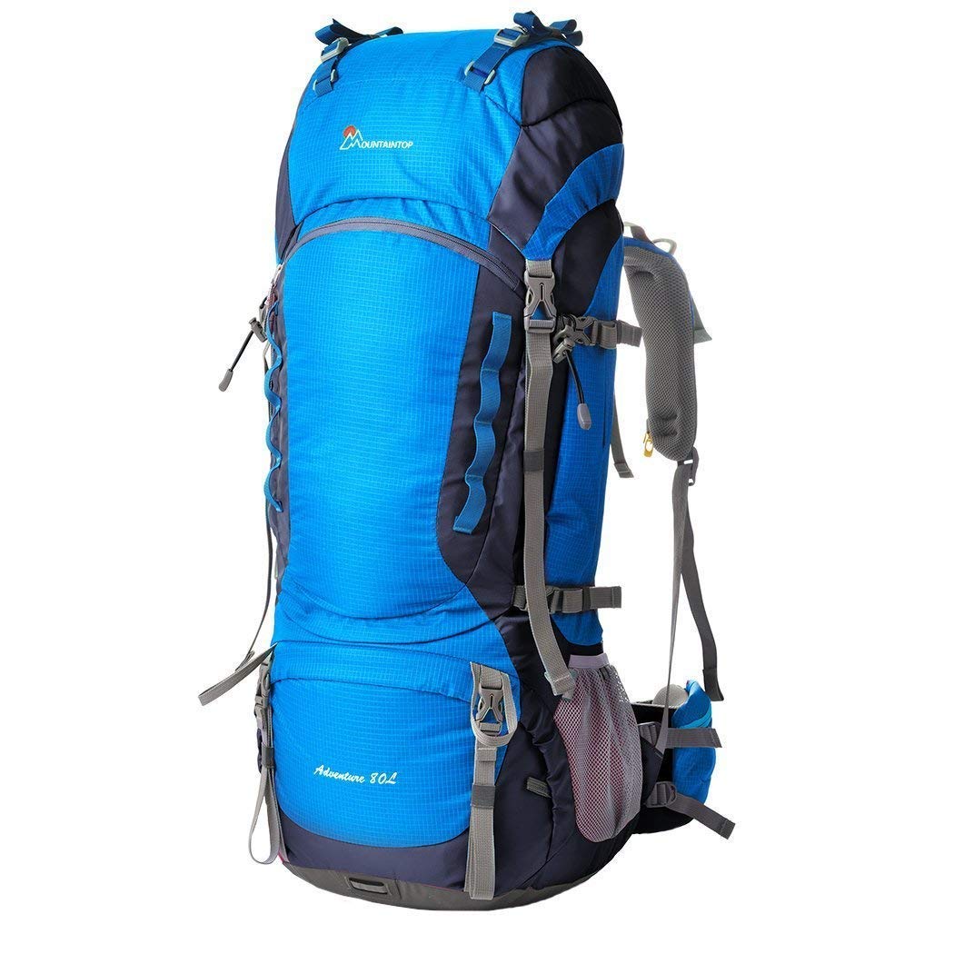 MOUNTAINTOP 80L Hiking Backpack Waterproof Rucksack for Men Womens Travel Backpack Large Camping Backpack Trekking Rucksack with Rain Cover for Travel Camping Climbing