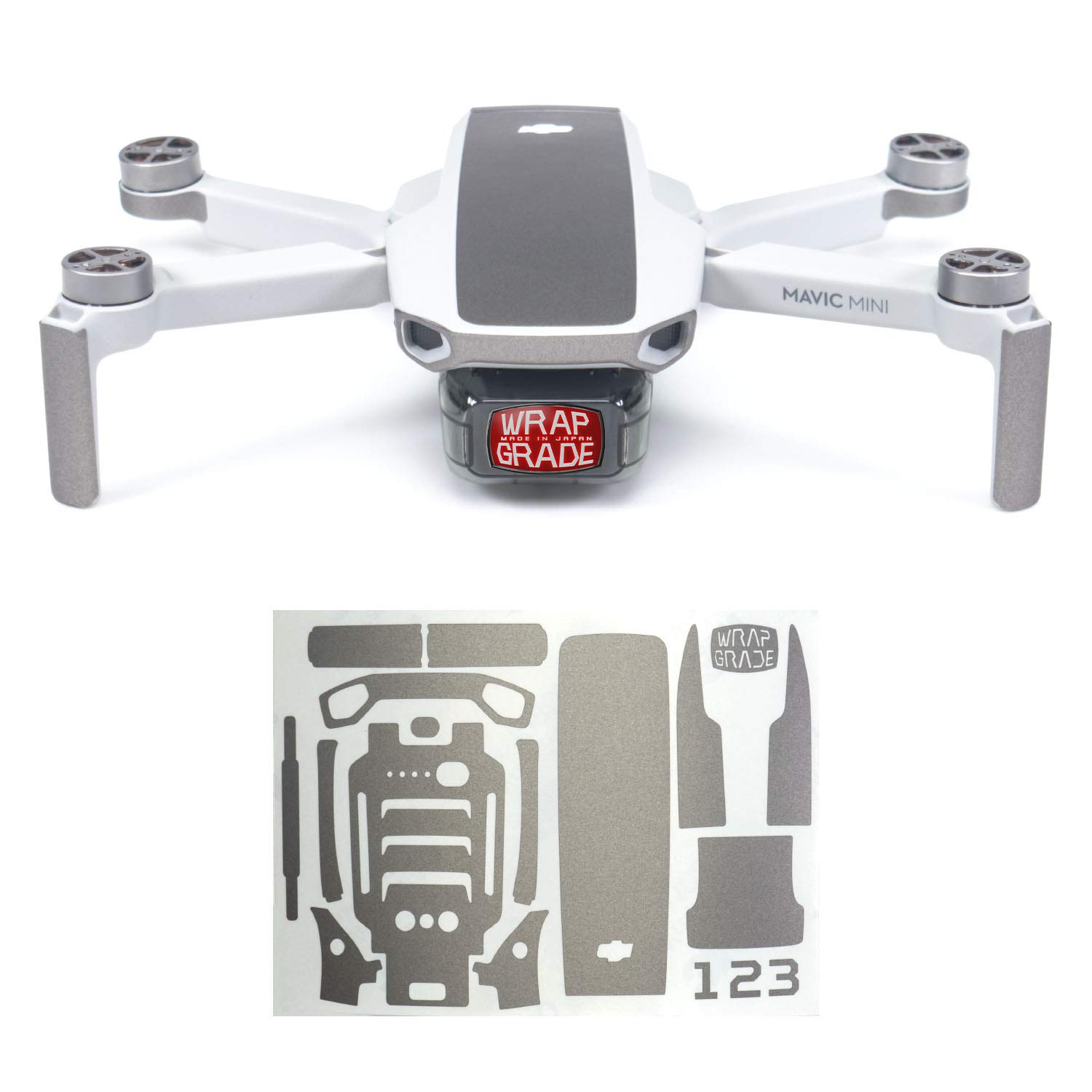 Wrapgrade Skin Sticker compatible with DJI Mavic Mini | Accent Color (TITANIUM)