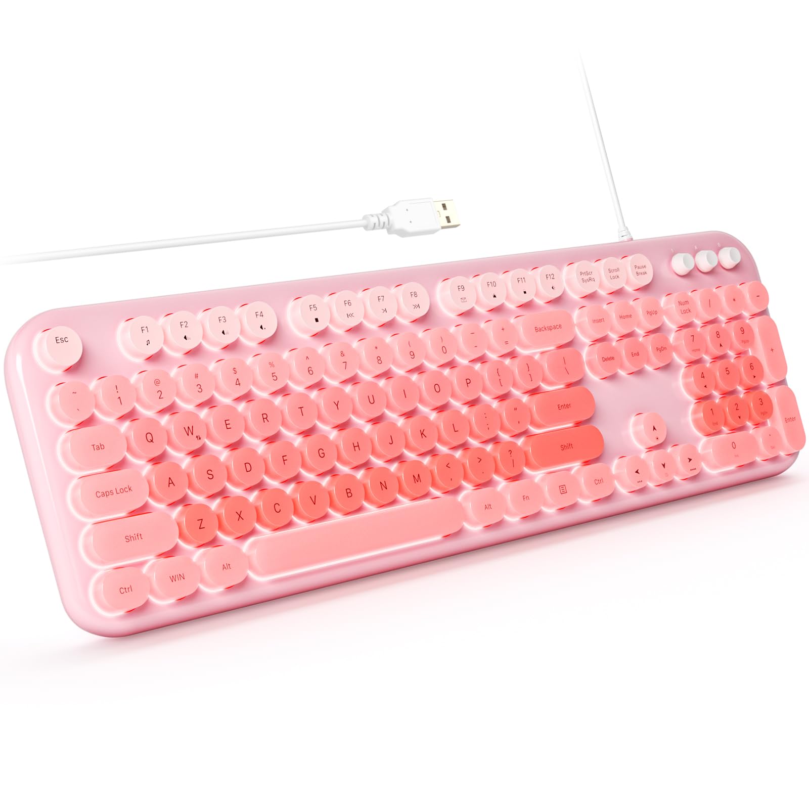 Keyboard Plug In Led MOFII Backlit Typewriter Keyboard Wired, Light Up USB Computer ...