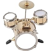 Hilitand Miniature Musical Instrument Replica Drum Set Ornament Drummer Gift Children's Three Drum Model Decor 8.6x8x5.9cm