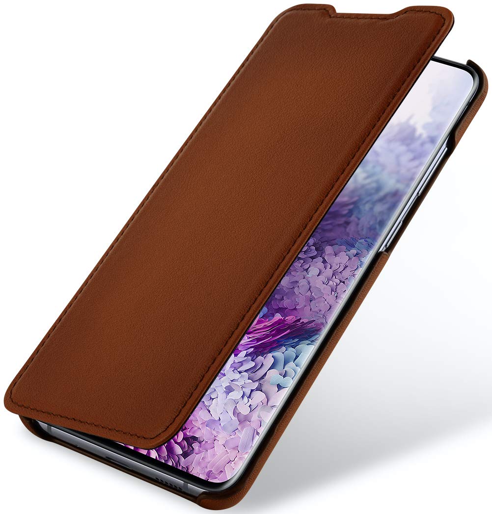 StilGut Book Type Flip Case for Galaxy S20 Plus/S20+, Genuine Leather Galaxy S20 Plus/S20+ Case, Antique Brown