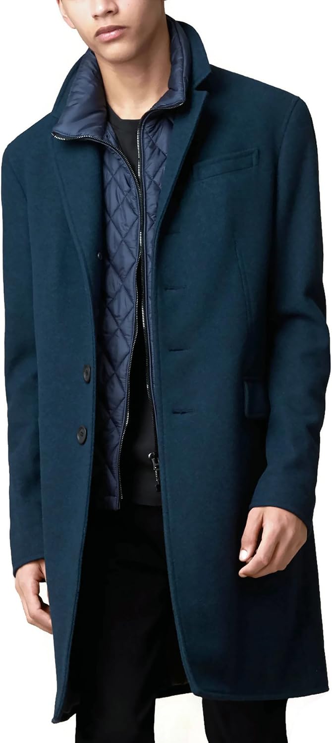 Burberry Men s Blue Wool Cashmere Melton Coat With Warmer XL At Amazon 
