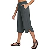 baleaf Women's Capri Pants Wide Leg Plus Size UPF50+ Lightweight Quick Dry Pants Casual Loose Sweatpants Hiking Walking