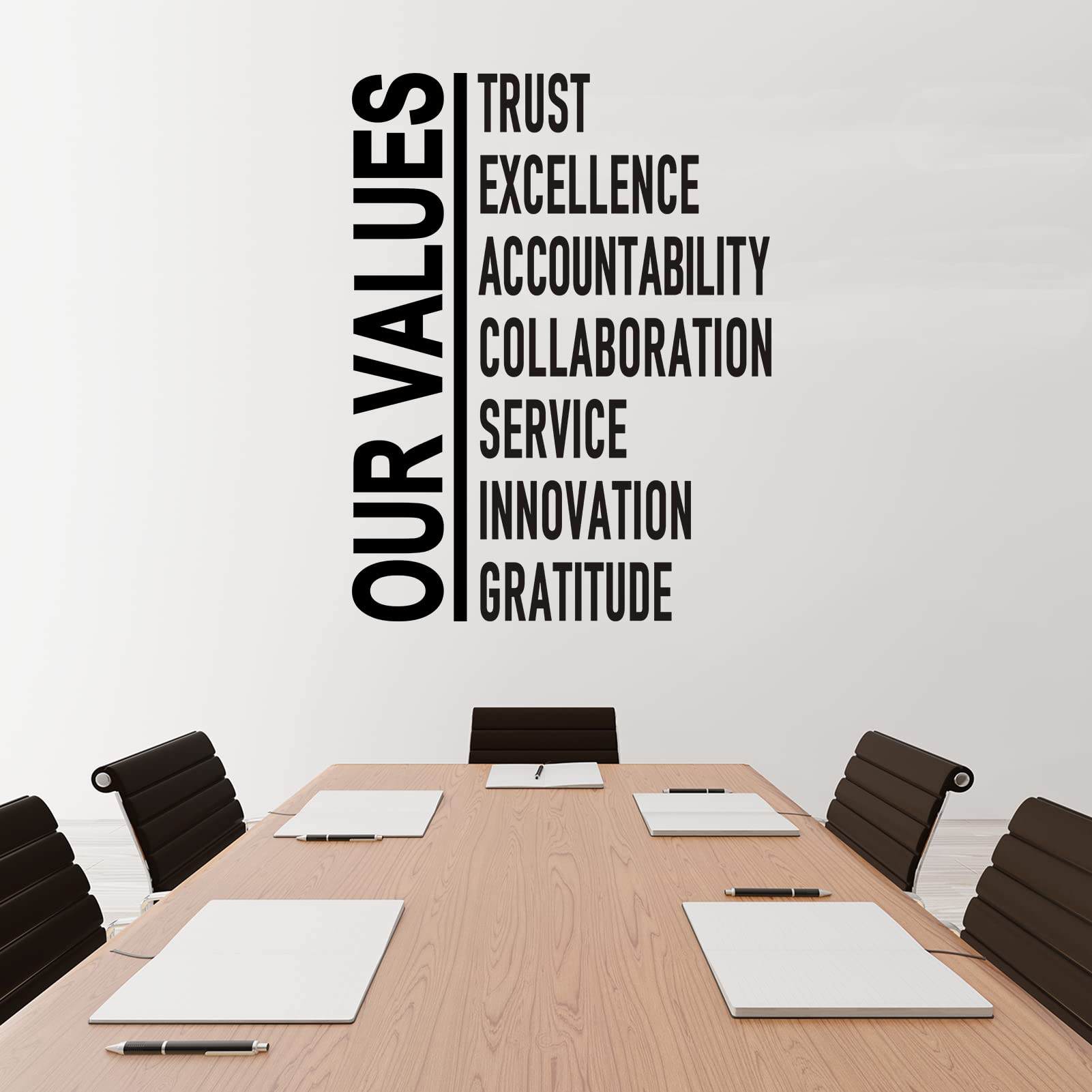 Inspirational Wall Stickers, Office Wall Decals, (Easy to Install), Art Decor Vinyl Quotes Teamwork Motivational Gym Classroom Work Positive Sports Basketball Adults Home Family, Our Values 13"X17" — image 1