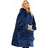 Gentlewarm Wearable Blanket Hoodie for Adults Women Men,Oversized Soft Warm Sherpa Fleece Hoodie with Pets Giant Pocket