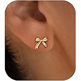 PRTGL Stud Earrings for Women- 14K Gold/White Gold Plated/Black Bow Dragon Softball Snake Bat Stud Earrings